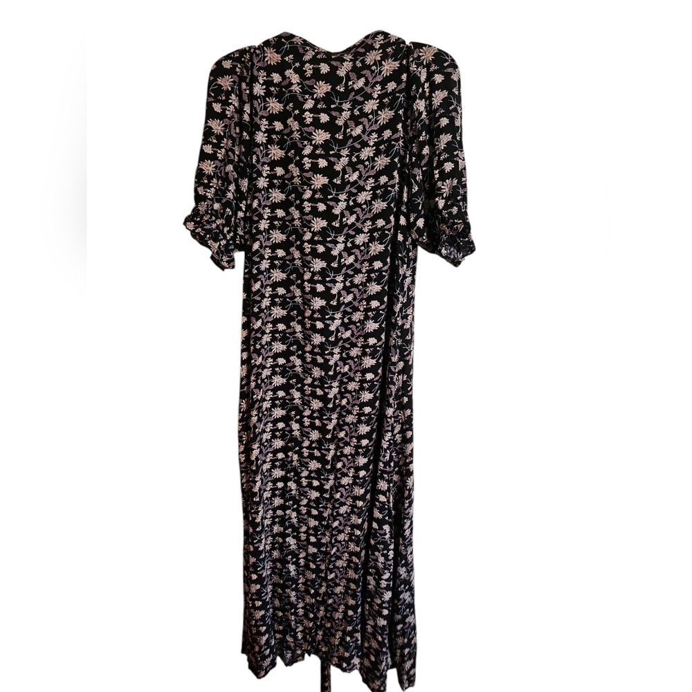 Natural Life Womens Small Duster Robe Dark Floral Rayon Cottagecore Boho Festive - Picture 4 of 6